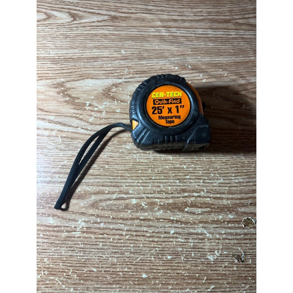 Cen-Tech 25 Ft Tape Measure 1" Blade Quik-Find Black And Orange